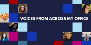 Voices from across my office graphic