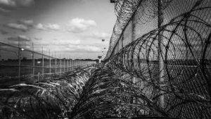 barbed wire fence at jail