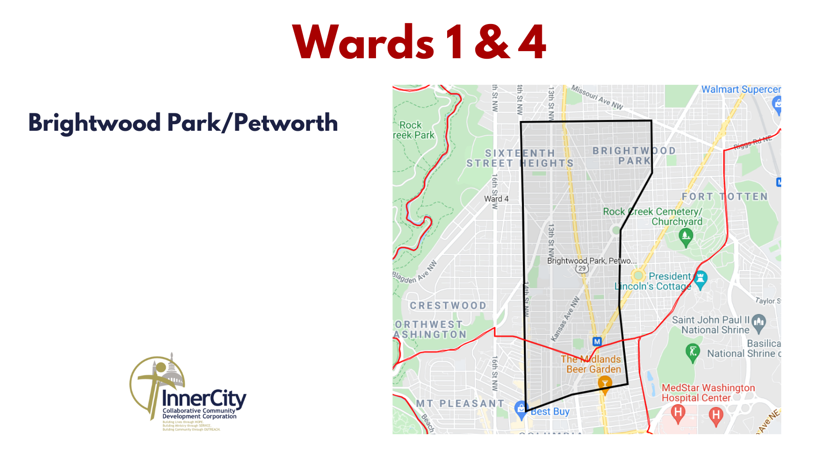 Wards 1 & 4 Cure the Street sites map