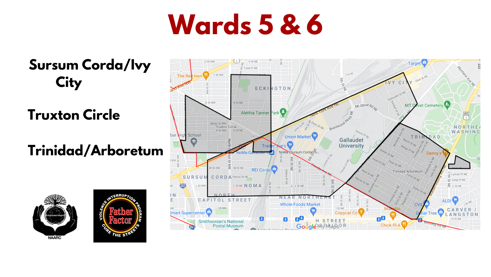 Wards 5 and 6 Cure the Streets sites map