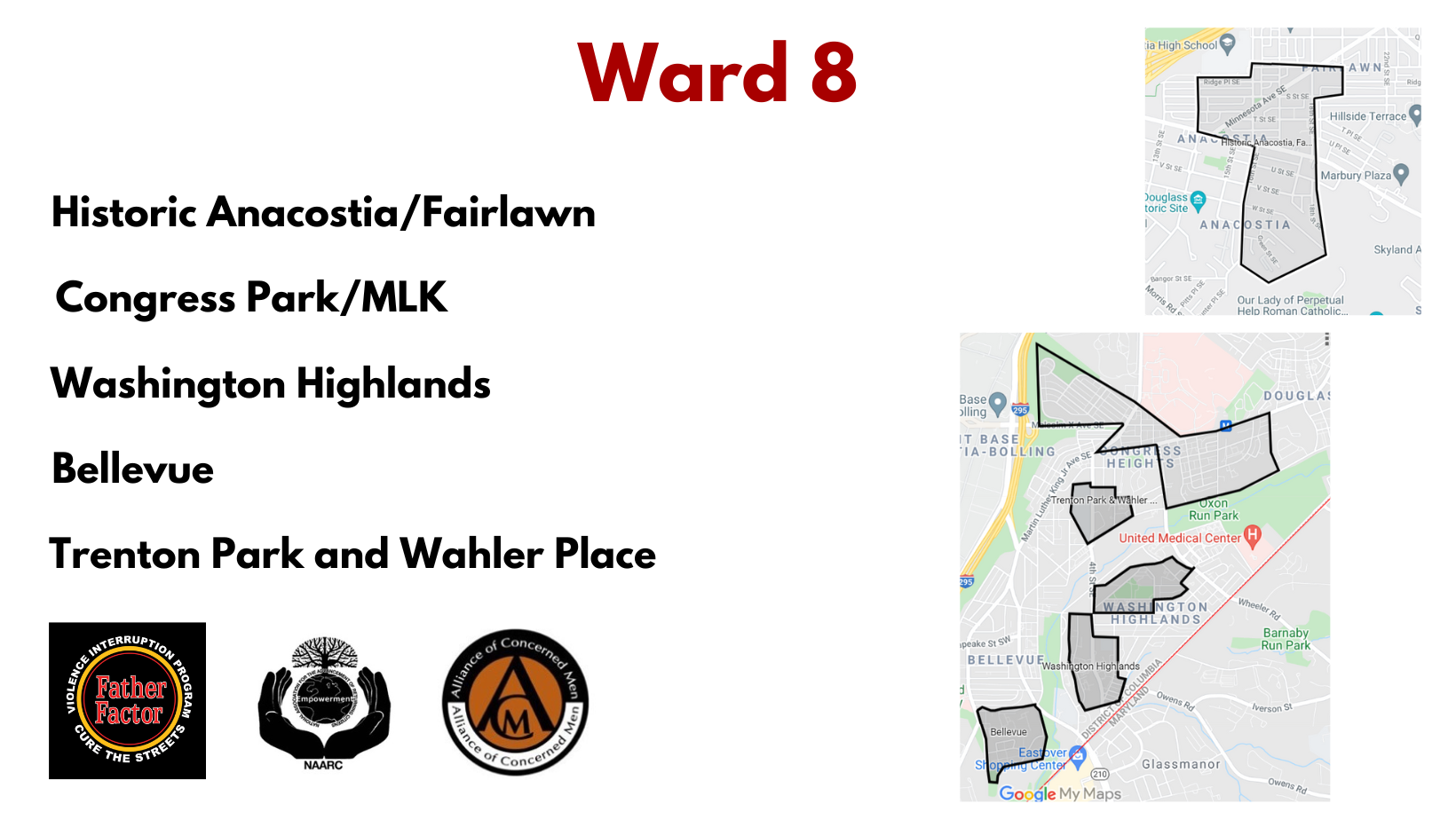 Wards 8 Cure the Streets sites map