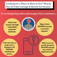Consumer Alert: Looking for a Place to Rent in D.C.? Watch Out for Fake Listings & Rental Fee Scams