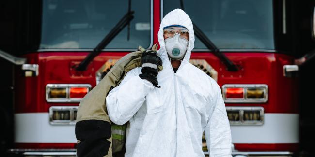 First responder wearing PPE